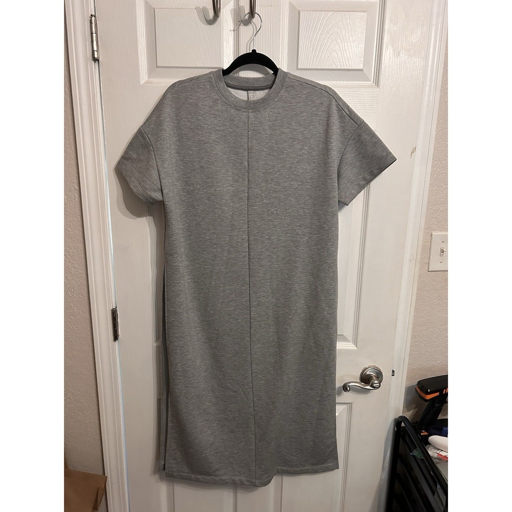 Athleta Sweatshirt Dress Women's Size‎ XS Gray Sedona High Slit Crewneck Long